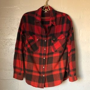 Red Plaid Button Down Shirt/Jacket